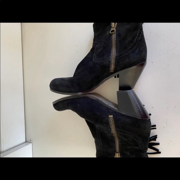 Sam Edelman black fringe zip up ankle boots size 8 - Picture 6 of 10